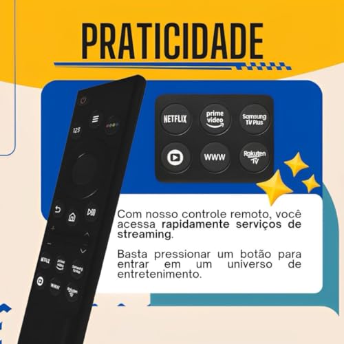 Controle Remoto Compatível Com Smart Tv Samsung Serie Au7700 Au8000 Netflix Prime 4K BN59-1357A