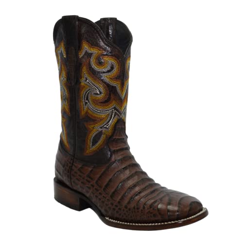 Joe Boots JB704 Caiman Print Leather Men's Western Boots: Square Toe Cowboy Boots & Rodeo Boots