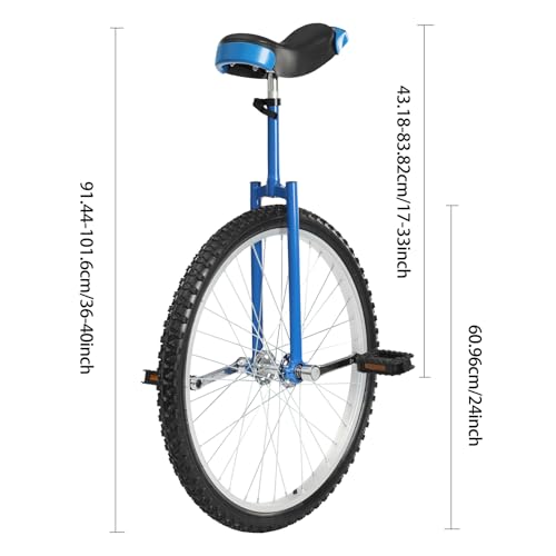 Image of 16 inch /24 inch Wheel Unicycle, Wheel Unicycle with Steel Rim Skid-Proof Tire Adjustable Seat Sports Exercise Bicycle for Daily Fitness