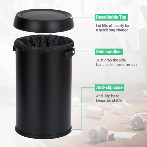 Caneca de basura Garvee 65 L tapa basculante acero inoxidable miniatura 3