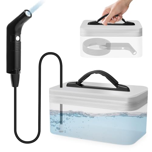 Travel Bidet Portable Bidet Electric Rechargeable Handheld Bidet Sprayer for Toilet Bathroom & Outdoor Hiking Muslim Shower Spray for Toilet with 2 Gear 2.3L Water Container 1.2M Long Water Hose