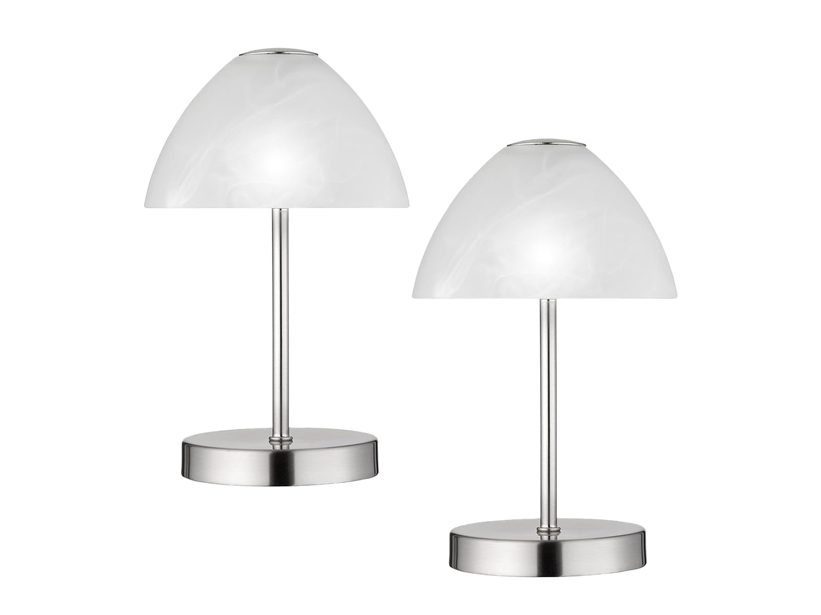 meineWunschleuchte Tisch-lampen stufenweise dimmbar mit Glasschirm, Silber