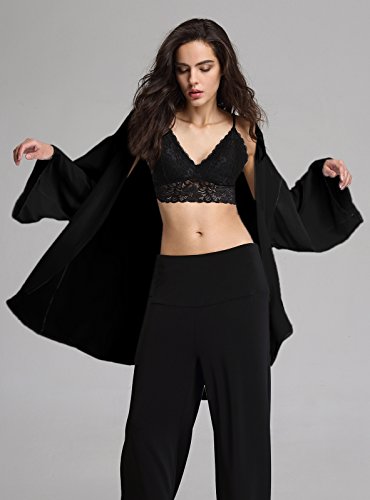 Escalier Women's Black Light Loose Chiffon Sheer Kimono Cardigan Blouses,8 - Thumbnail 5