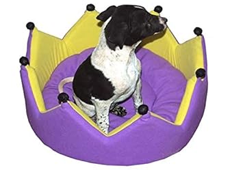 Comfy Foam Filled Crown Shape Dual Side Usable Yellow/Purple Export Quality Dog/Cat Bed-X Large