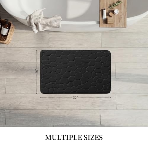 YIHOUSE Memory Foam Bath Mat Cobblestone Bathroom Rugs Super Water Absorbent Bath Mats for Bathroom Machine Washable Bath Rugs(20x32,Black) — view 6