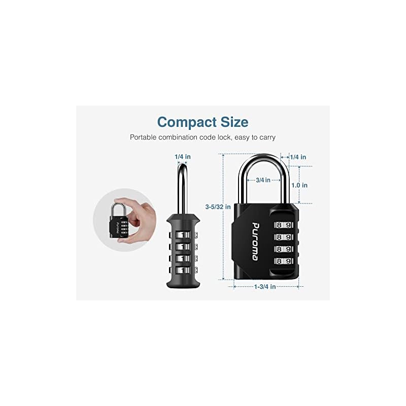 Puroma 4 Pack Combination Lock 4 Digit Locker Lock Outdoor Waterproof Padlock for School Gym Locker, Sports Locker, Fence, Toolbox, Gate, Case, Hasp Storage (Black) - Image 6