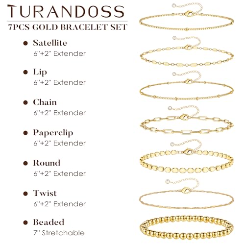 Turandoss Gold Bracelets Set for Women No Tarnish Trendy Jewelry Gifts - image 5