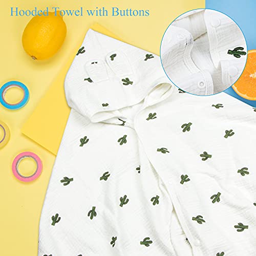 Image of Hooded Towel Muslin Hooded Towel Made from Organic Cotton 6-Layer Cotton Bath Towel, Soft Bath Towels 25x51inches for Toddler Baby Kids Cactus