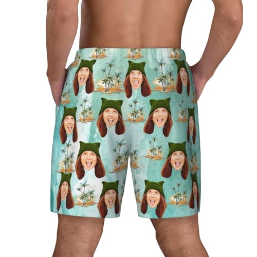Custom Men Swim Trunks with Logo Photo Personalized Beach Shorts Swim Trunks with Faces on Them Custom for Present Vacation4