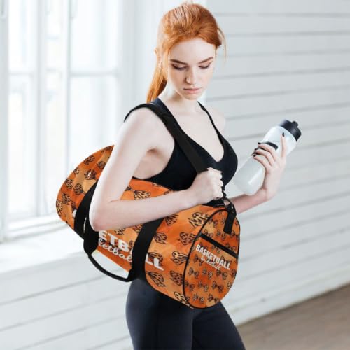 Bolsa deportiva redonda con lazo de leopardo y bolsillo interior 6
