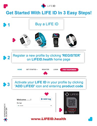 Life Id Sleeve Medical Id I Fits Apple Watch Bands & Fitbit Bands I Free Profile Dashboard I No Subscriptions Fees I Edit Information Anytime I 22Mm Wide #TOP5