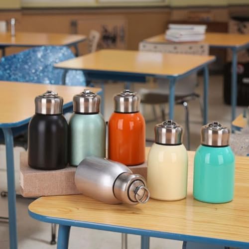 Image of Mini Insulated Water Bottles,Stainless Steel Water Bottle Small Portable Water Bottle Tumbler Vacuum Cup for Boys, Girls, School, Office, Camping (Orange Brown 300 ML)