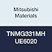 Mitsubishi Materials TNMG331MH UE6020 Carbide TN Type Negative Turning Insert with Hole, Coated, Triangular, Grade UE6020, 0.375" IC, 0.187" Thick, 0.016" Corner Radius, MH Breaker (Pack of 10)
