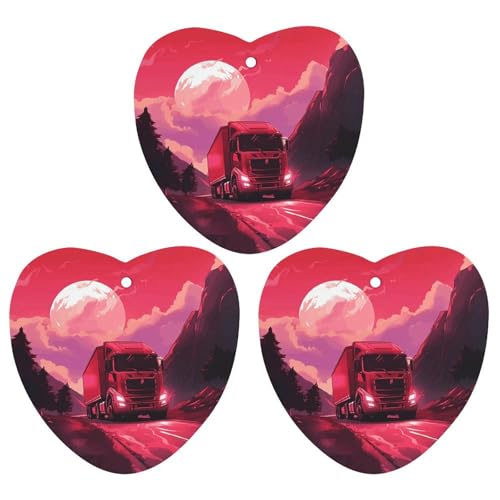 3 Pack Car Air Freshener Hanging Incense Chips Automotive Scented Hanging Sheets for Car Home Auto Interior Decorï¼ŒA Red Moon