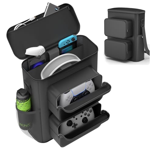 KDD Carrying Case Compatible with Gaming Headset and Controllers Travel Gaming Console Bag with Multiple Pockets for Playstation 5 Controllers PS Portal Headphone Game Cards and Accessories Kits