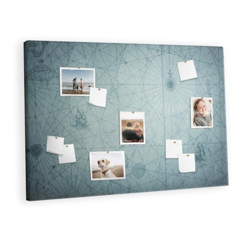 Tableau en liège horizontal 120x80 cm en bois avec carte de style rétro pour bureau