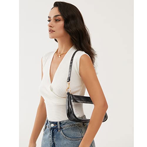 Clear Shoulder Handbag PVC Classic 90s Purse Women Vegan Leather Crocodile Crossbody Bag2