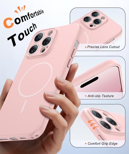 Image of FNTCASE for iPhone 14 Pro Max Case Pink: [Compatible with Magsafe] Solid Matte 14 Pro Max Magnetic Phone Cover with [Full Camera Protection] [Screen Protector] Military Grade Shockproof Protective