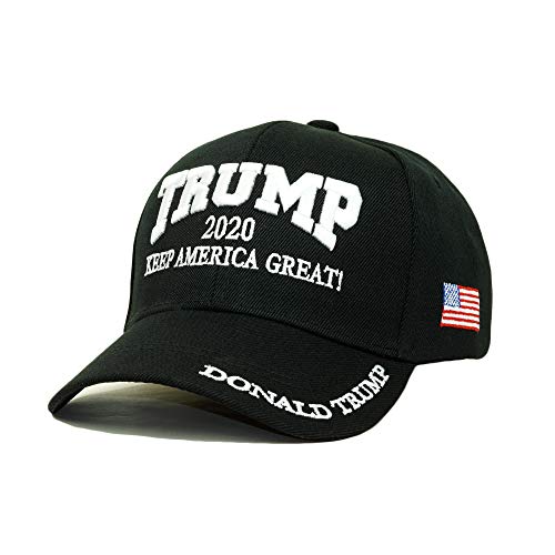Trump 2020 Keep America Great Embrodiery Hat Campaign USA Baseball Cap (Black)