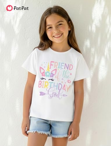 Image of PATPAT Girls Crewneck Short Sleeve Graphic Tees Animal Print Shirts Cute Summer Outfits 5-12 Years