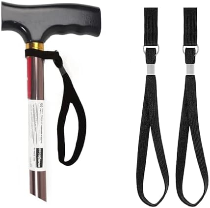Siqian Walking Stick Wrist Strap, 2pcs Walking Stick Strap Wrist Loop For Walking Stick Accessories, Black Walking Stick Clip Strap, Walking Stick Holder Wrist Strap(Black), Black, M