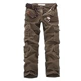 Dressnu Pantalones cargo casuales para hombre, con múltiples bolsillos, informales, talla grande, café, 7XL