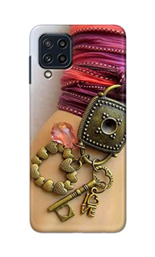 Image of Girl Hand with Keychain Hard Back Case Cover for Samsung Galaxy M32 (4G) / Samsung F22 (4G) / Samsung M22 (4G) Back Cover -(J5) VNS2228