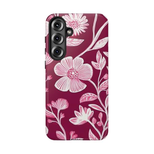 Coque résistante brillante Samsung S25 Plus fleurs roses
