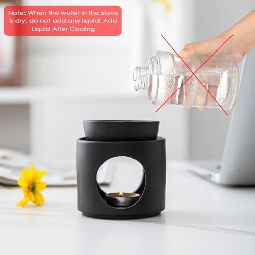 Miniatura 6 de Dalephoric Quemador De Aceite, Quemador Aceites Esenciales De Cerámica, Quemadores De Cera Con Cuchara De Velas, Calentador De Fragancia, Para Aromaterapia, Decoración Del Hogar, Negro