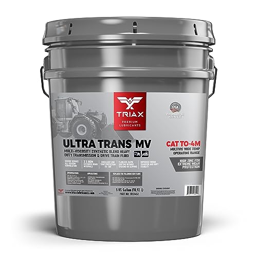 TRIAX Ultra Trans MV TO-4M, Multi-Viscosity Powershift Transmission Drive Train and Heavy Duty Transmission Fluid Compatible with CAT TO-4M (5 Gallon Pail)