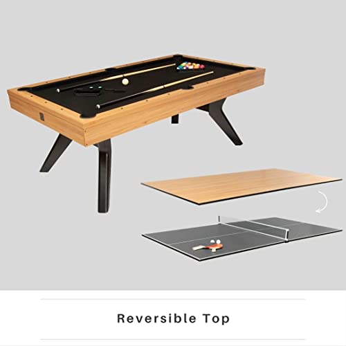 Freetime Fun Carson 7-Ft 3 In 1 Multi Game Table Featuring Pool Dining Table And Table Tennis Table; Storage Benches And Upgraded Accessories Kit Included #TOP4