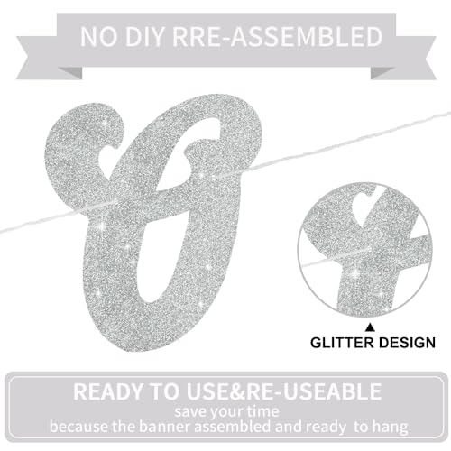 Image of BEISHIDA Glitter Silver Older Wiser Hotter Banner with Star, Funny Birthday Banner 30th 40th 50th 60th 70th 80th Party Decorations