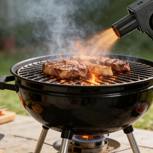 Calenxy Regelbar Radiallüfter 12V mit Drehzahlregler & Luftauslass, Gebläse Lüfter 220V Regelbar AC Radial Lüfter DC 3-12V, Belüftungslüfter für Camping BBQ Kühlung Belüftung Aufblasbar Kaminofen