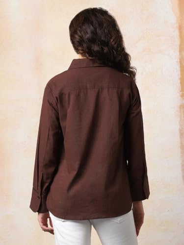 Image of HIGH Star Oversized Solid Shirt for Women | Stylish Tops for Women | Comfortable and Trendy Casual Shirt