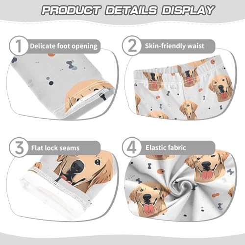 Golden Retriever Dog Faces Bones Girls Leggings Ultra Soft Compression Yoga Gym Pants for Kids 4-10T3