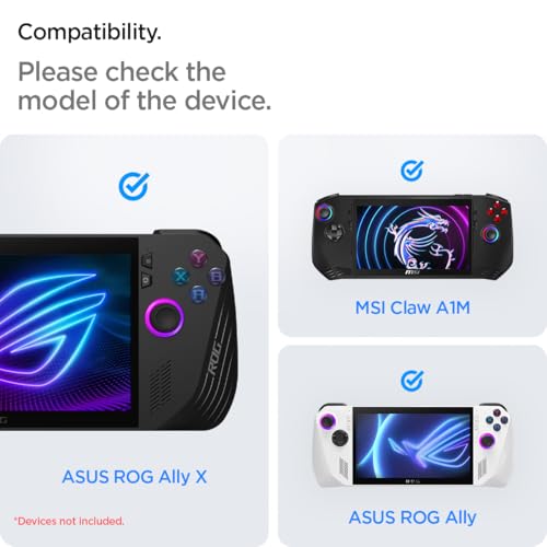 Spigen Rugged Armor Pro for Asus Rog Ally 2023 Rc71L / Rog Ally X 2024 Rc72La / Msi Claw A1M Case with Pockets for Accessories and Original Charger, Hard Shell Travel Pouch - Black