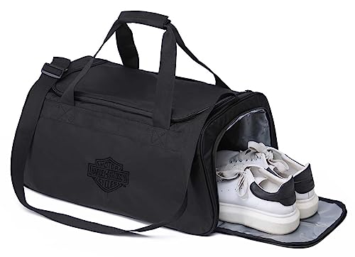 Harley-Davidson Crinkle Bar & Shield Nylon Duffel Bag w/Side Shoe Pocket - Black3