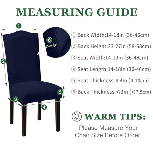 Sufdari Dining Room Chair Covers Set of 4, Navy Blue Non-Slip Spandex Stretch Dining Chair Slipcovers for Dining Room, Hotel (Extra Large) by Sufdari - Image 5