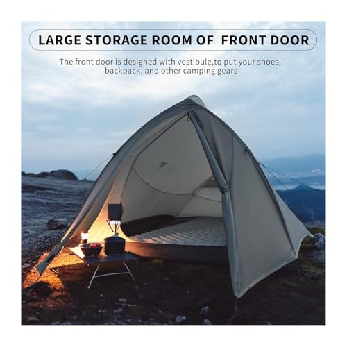 Carpa para Camping Ultraligera para 2 Personas Gris miniatura 3