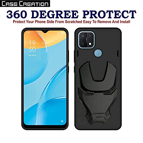 Image of COVERLY Official 3D Touch Feel Trending Real Hero Avengers Logo Mask Soft Rugged Grip TPU Iron Man Super Power Cartoon Movie Silicone Matte Strong Back Cover for Oppo F15 (2020) -HD Black Avenger