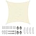 NAKIHOUSE Voile d'ombrage imperméable avec kits de fixation en corde, 3,6 x 3,6 m, voile d'ombrage carré 98 % des UV, auvent pour jardin et terrasse (crème)