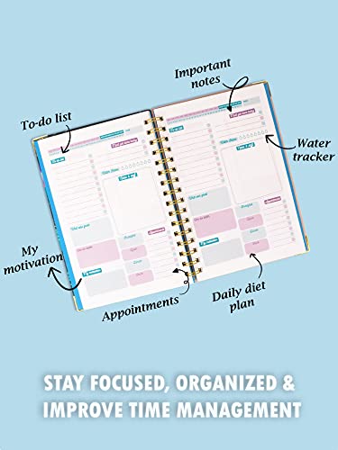 Image of Doodle Undated Daily Planner I Weekly Planner I A5 I Hard Cover I Wiro I192 Ruled Pages I 80 GSM I Lay Flat Design I Metal Corners I Plan your day, To do List (Dreamy Start - Black)