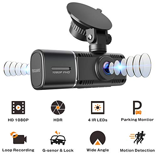 Product Image 5: TOGUARD Dual Dash Cam with IR Night Vision, FHD 1080P Front and 720P Inside Cabin Dual Lens Car Dash Camera with 1.5 inch LCD Display Parking Monitor Loop Recording G-Sensor for Car Truck Taxi Driver