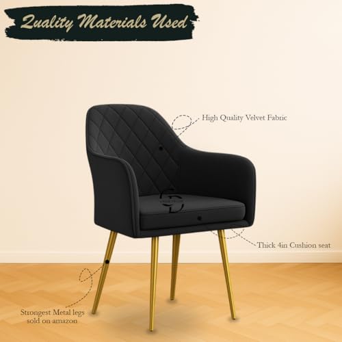 Image of Velvet Accent Chair with Matching Pouffe & Floral Cushion | Modern Upholstered Armchair with Gold Metal Legs | Lounge Chair for Living Room, Bedroom, Office, Guest Room (Dark Grey Diona)