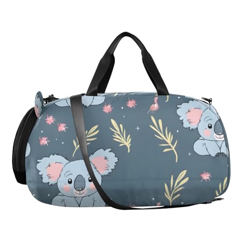Duffle Bag Kids Gym Bag with Shoes Compartment & Wet Separation Overnight Travel Duffel Bag Blue Pink Koala for Girl Boy2