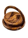 Handmade 12β³ Collapsible Wooden Basket, 2-Compartment Yin-Yang Design in Himalayan Rosewood, Fruit Basket, Bread Bowl & Trivet, Folds Flat for Easy Storage β Unique Centerpiece & Gift