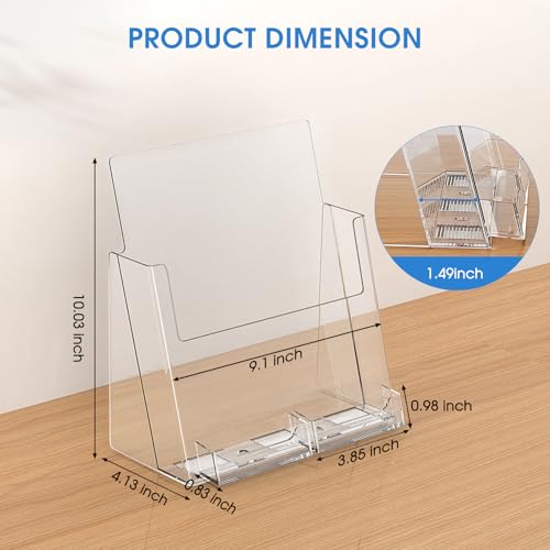 image for KTRIO 8.5x11 Inches Acrylic Brochure Holder with Business Card Holder 