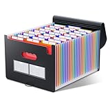 ThinkTex 26 Pockets File Folder, A4 Accordion File Organizer, Letter Size Expandable File Folders, Accordion Folder Paper Coupon Bill Receipt Organizer with 3 A-Z Alphabet Colored Tabs