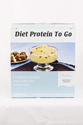 Diet Protein to GoPudding - Custard Crème With Toffee Bits - High Protein - Low Calorie - Low Carb - 15% DV Calcium - 12 Grams of Protein - 90 Calories - 7/Box
