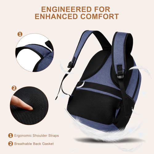 Image of Backpack for Men, School Backpacks for Teen Boys, Large Bookbag | Water Resistant College Laptop Backpack Fit 15.6 Inch Laptop, Blue